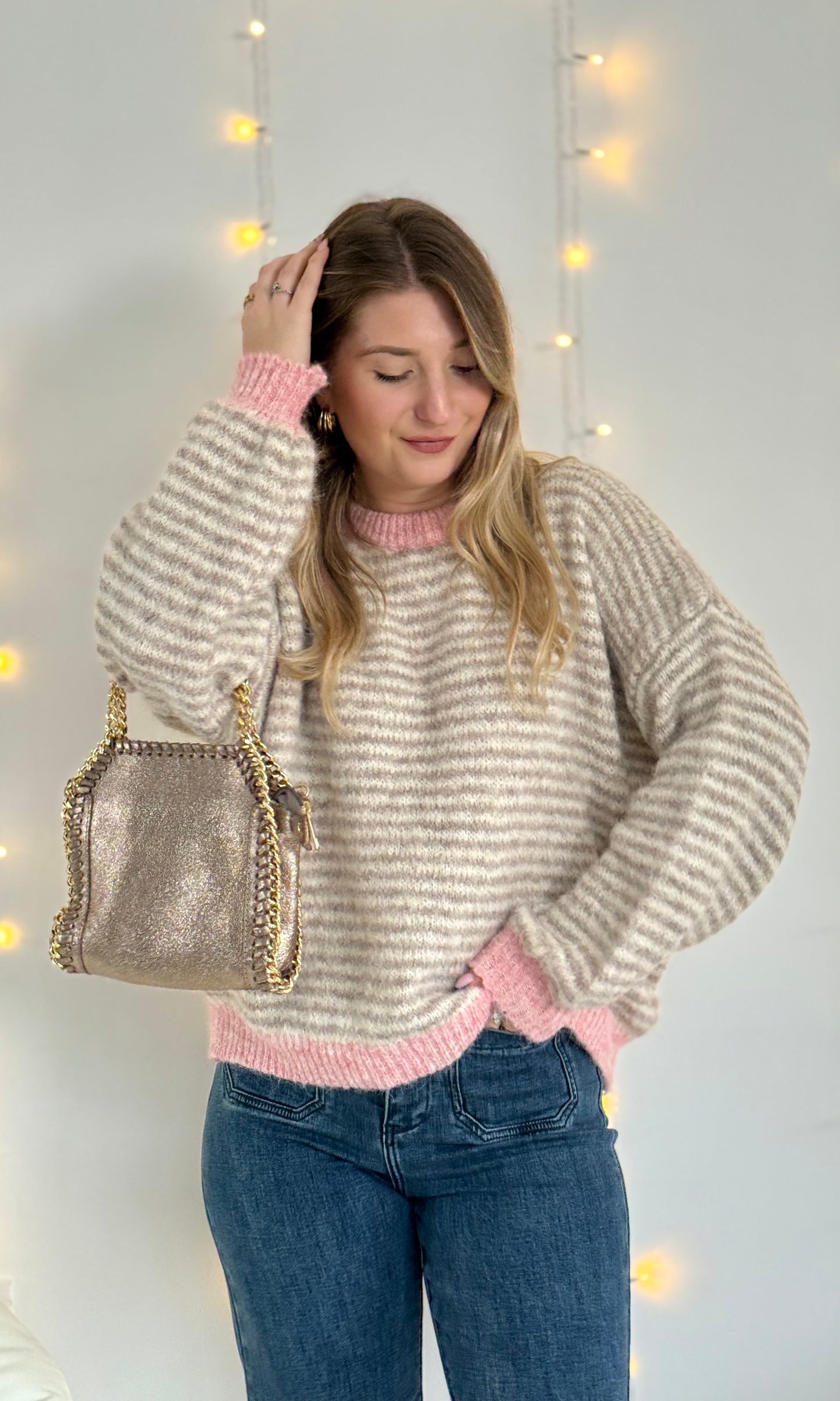 Pull rayé beige et rose HELENA 🇮🇹