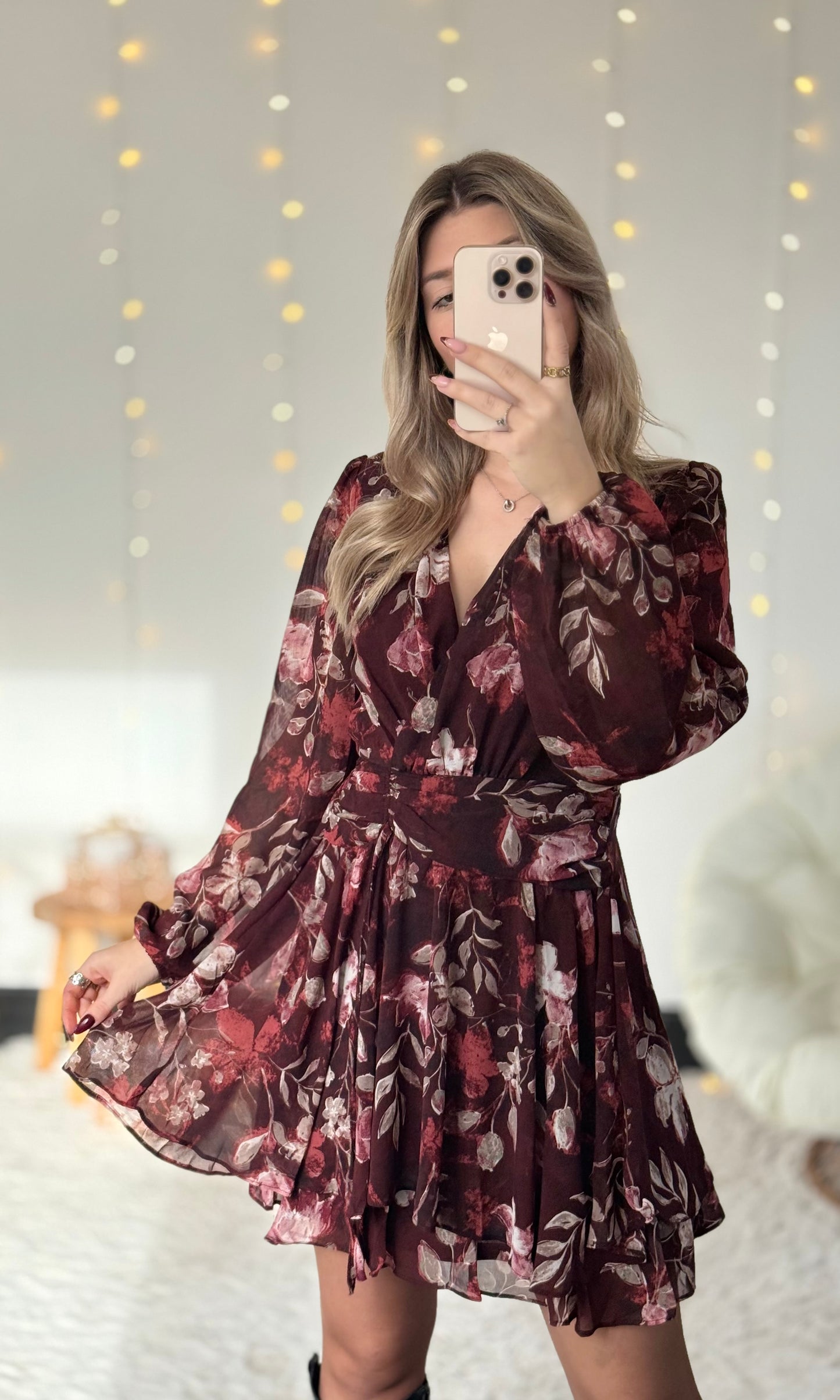 Robe fleurie bordeaux AMANDA