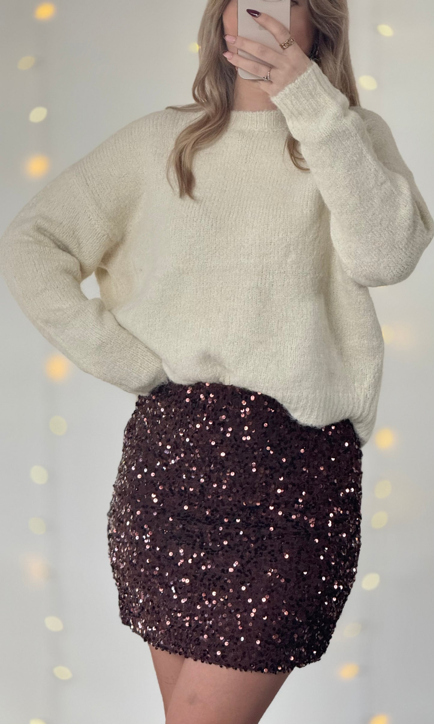 Jupe marron à sequins PUMPKIN