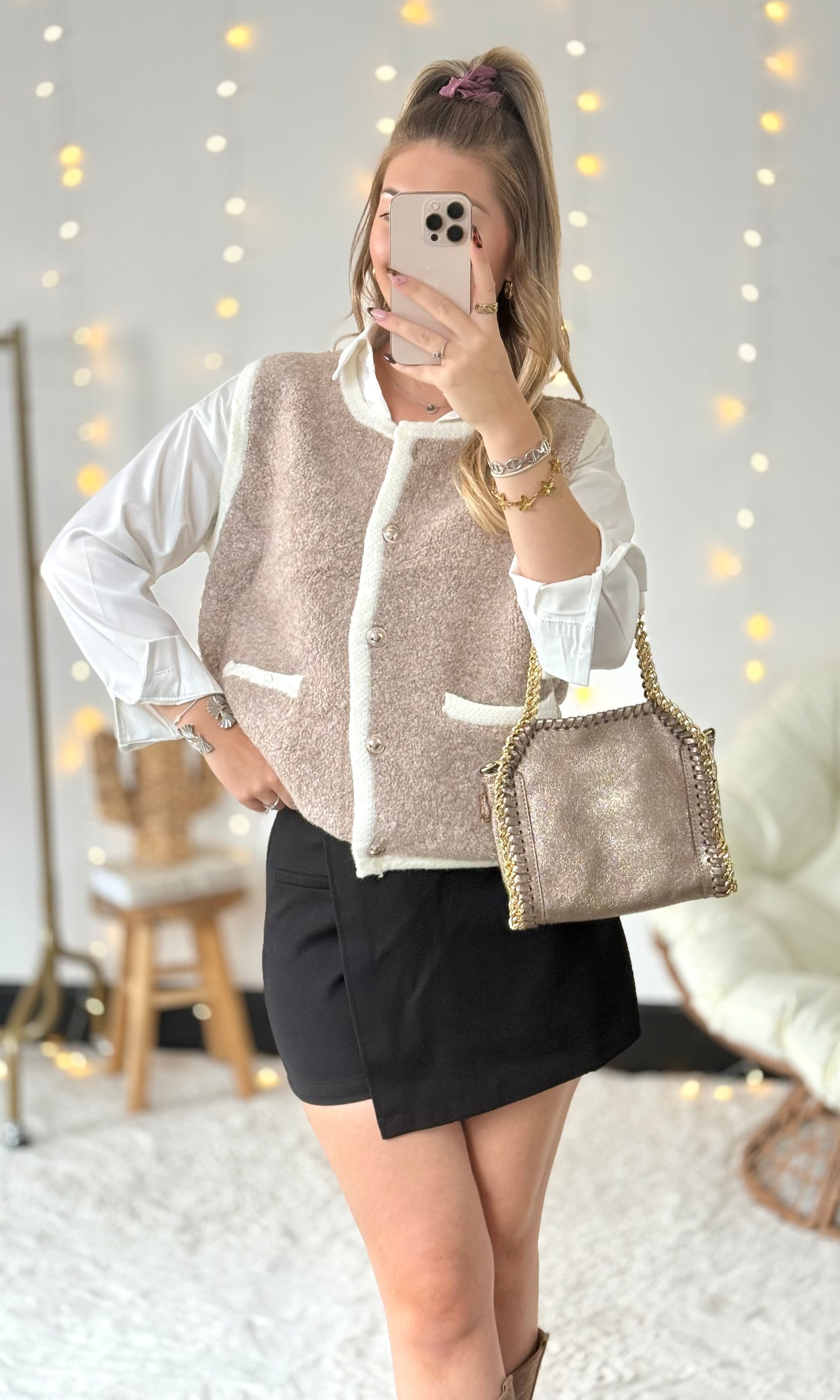 Pull beige effet bouclette BLAIR
