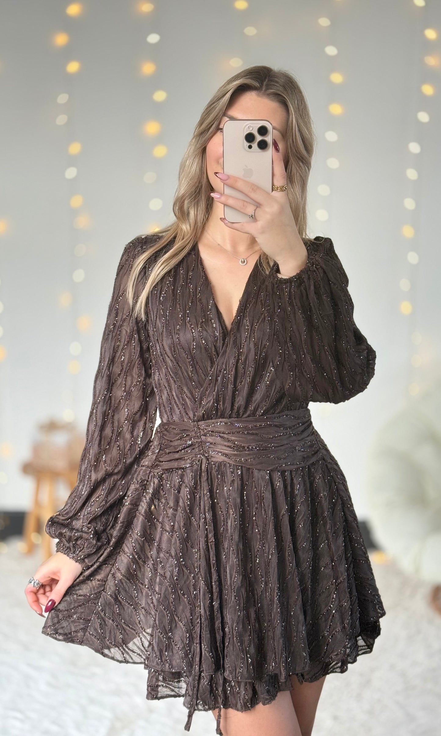 Robe chocolat brillante MARIAH (envoi vers le 17 novembre)