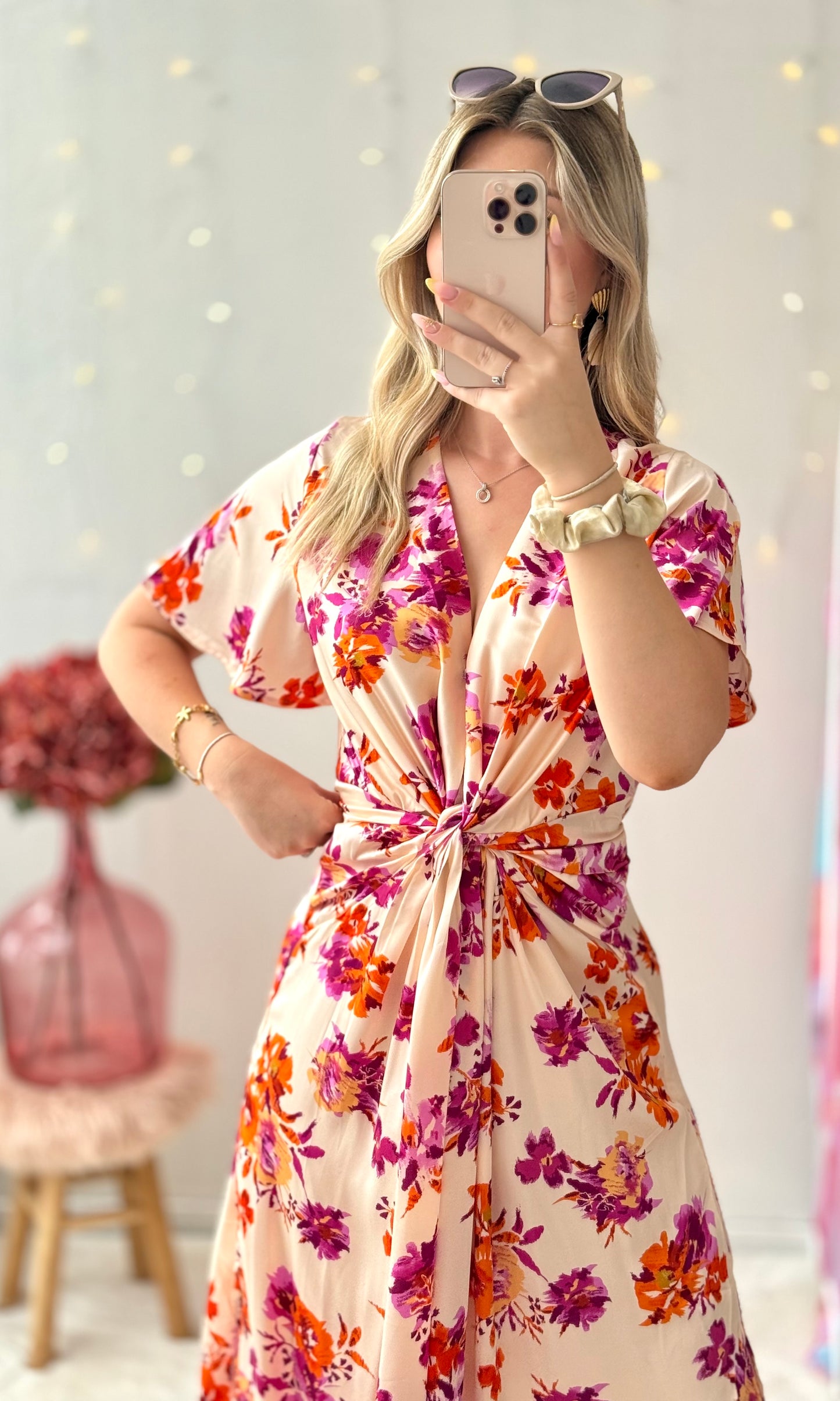 Robe satinée nouée MIRA