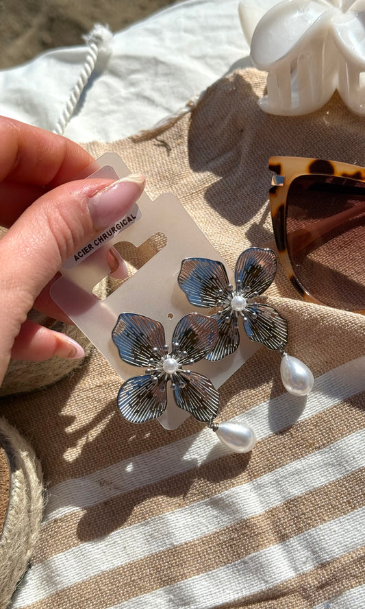 (Collection IBIZA) Boucles d’oreilles SILVER FLOWER