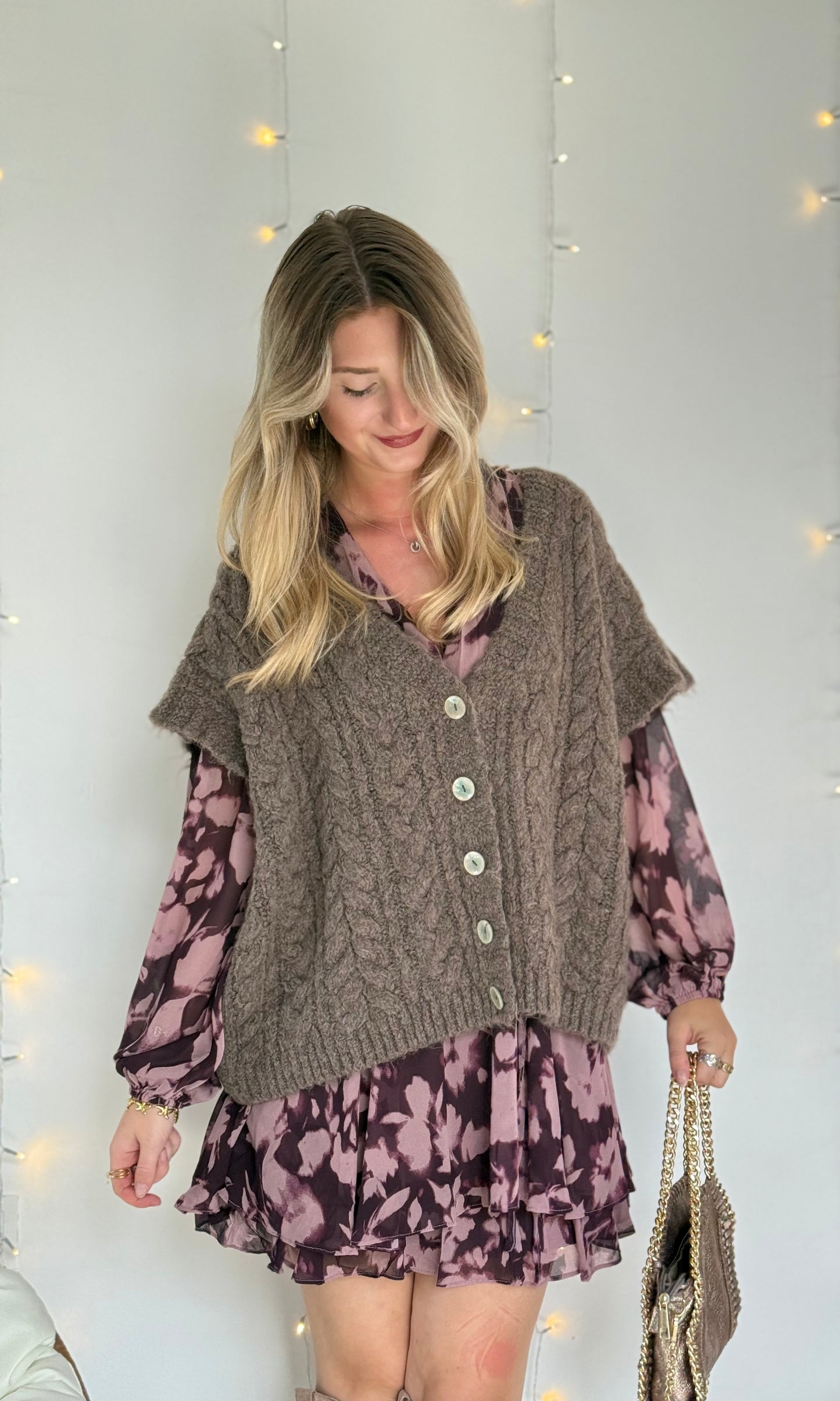 Robe taupe et violine MELISSA