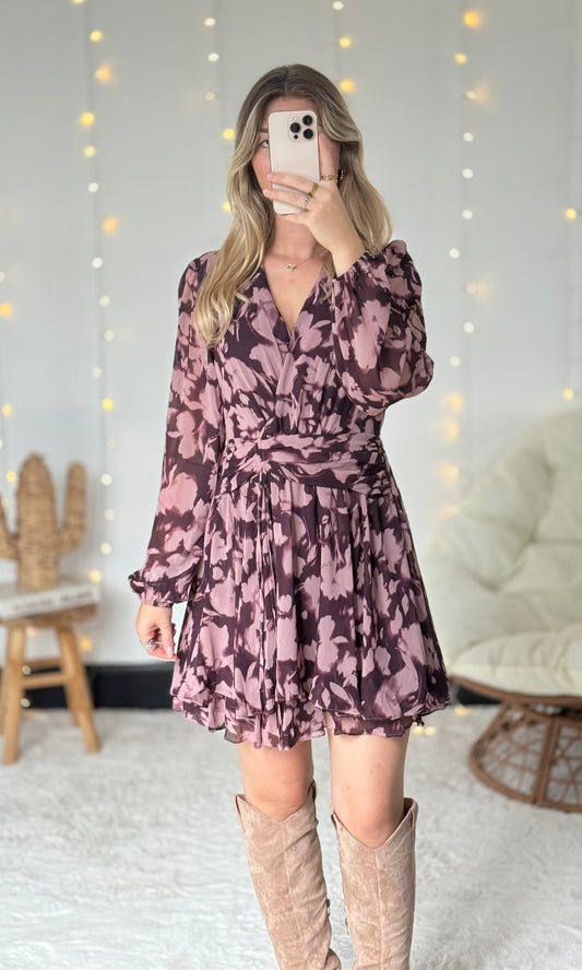 Robe taupe et violine MELISSA