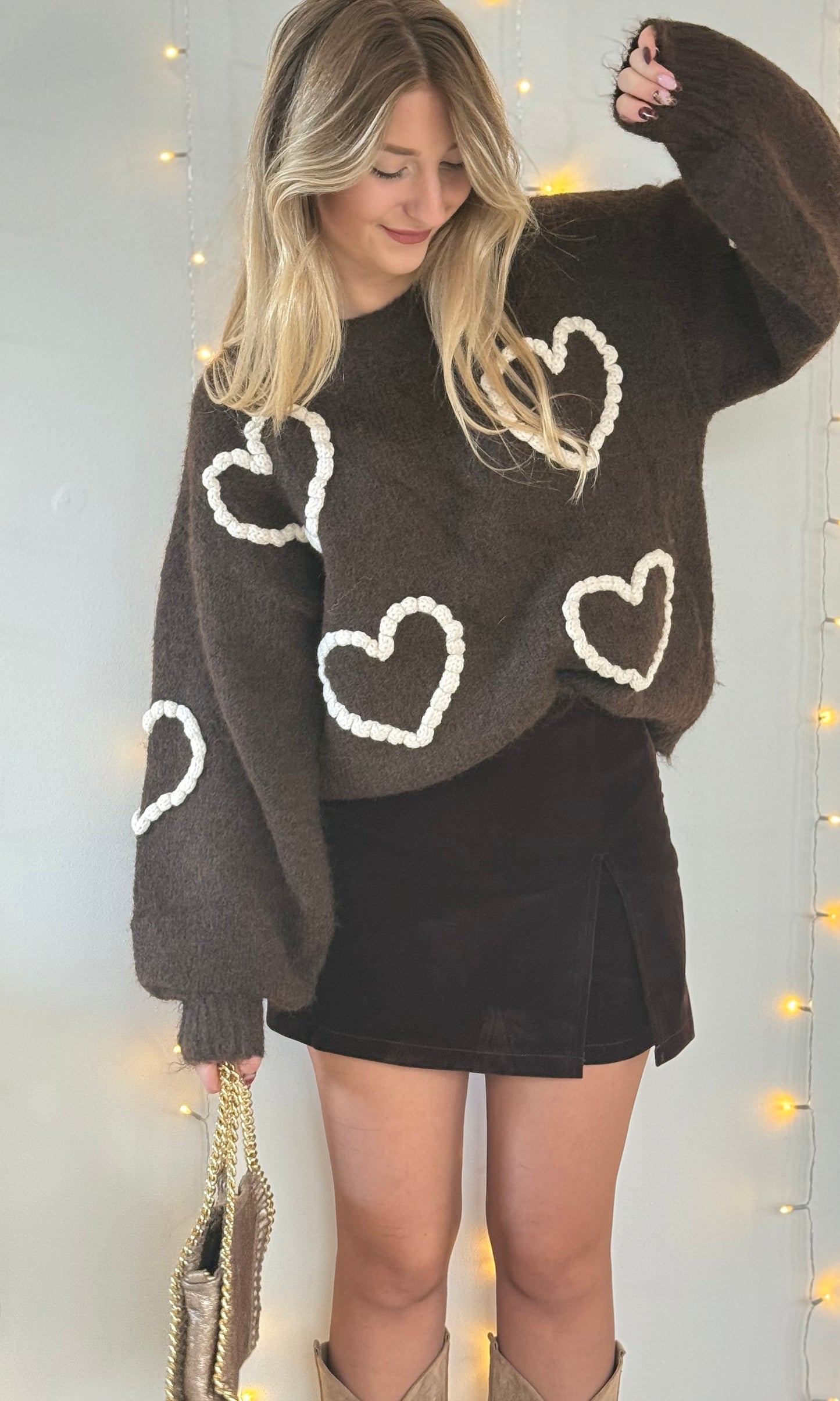 Pull cœurs / chocolat VIENNOIS (expédition vers le 30)