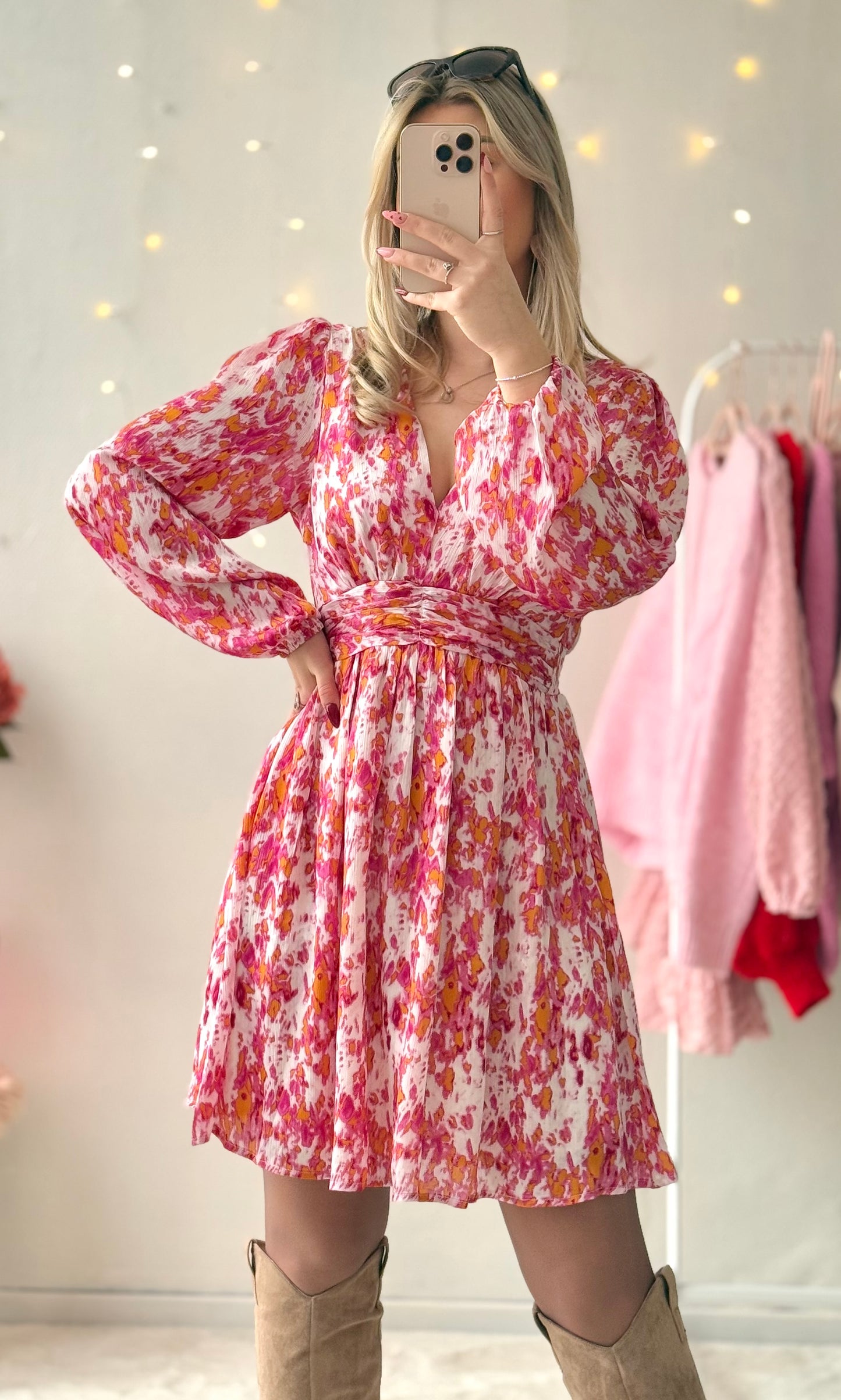 Robe orange et rose OLIVIA