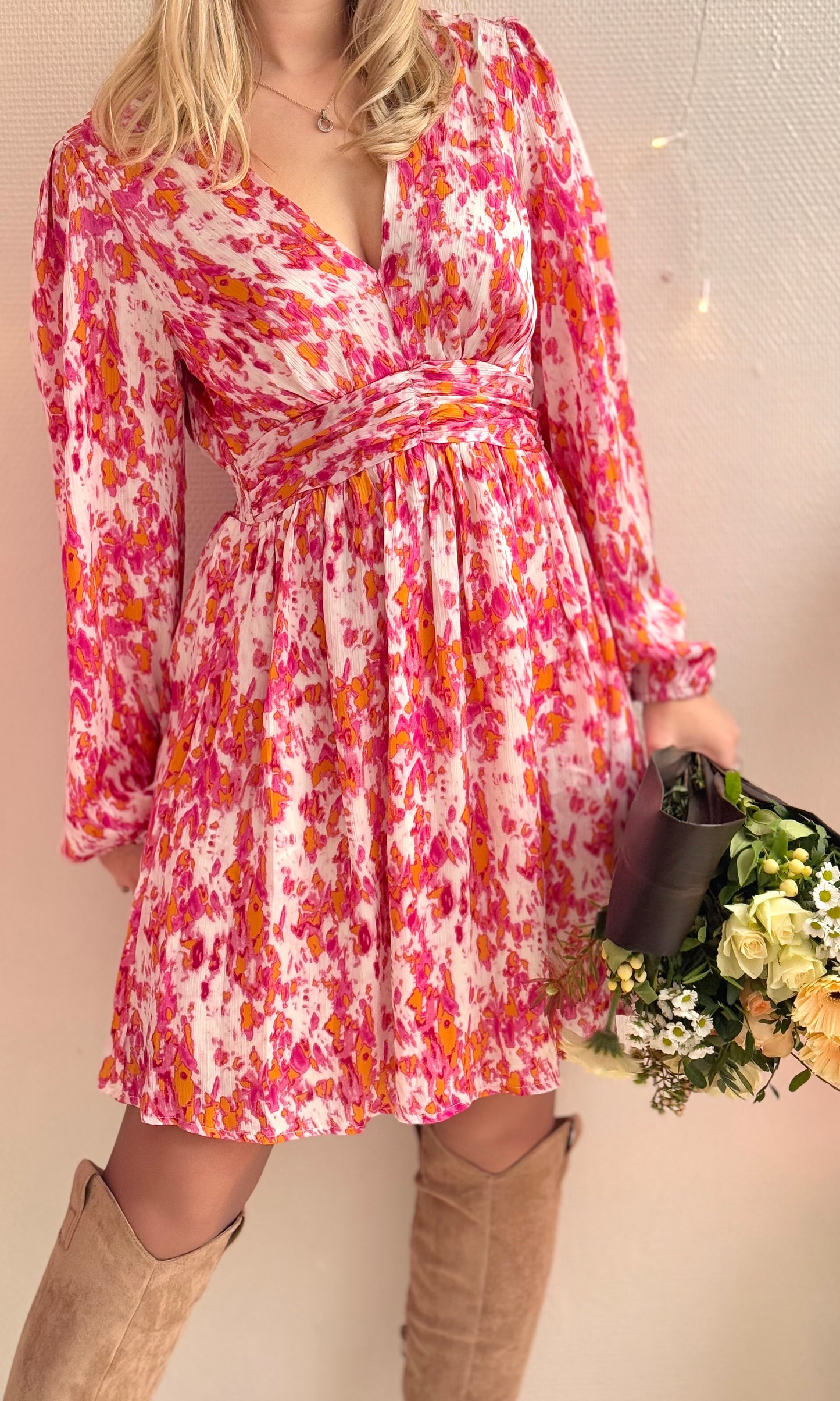 Robe orange et rose OLIVIA