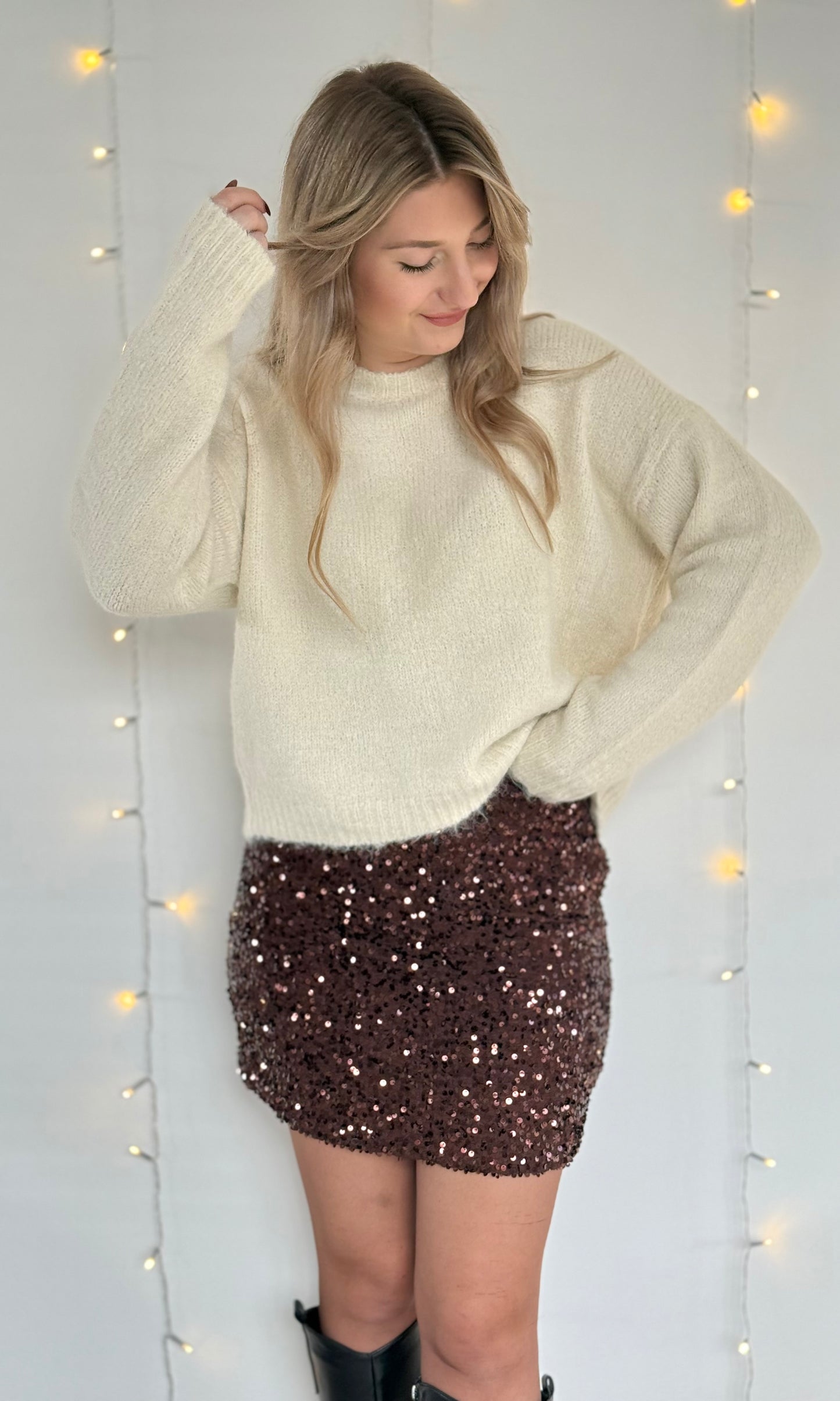 Jupe marron à sequins PUMPKIN