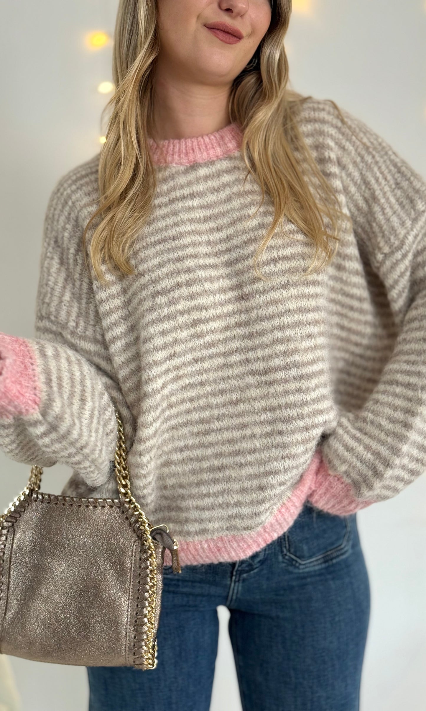 Pull rayé beige et rose HELENA 🇮🇹