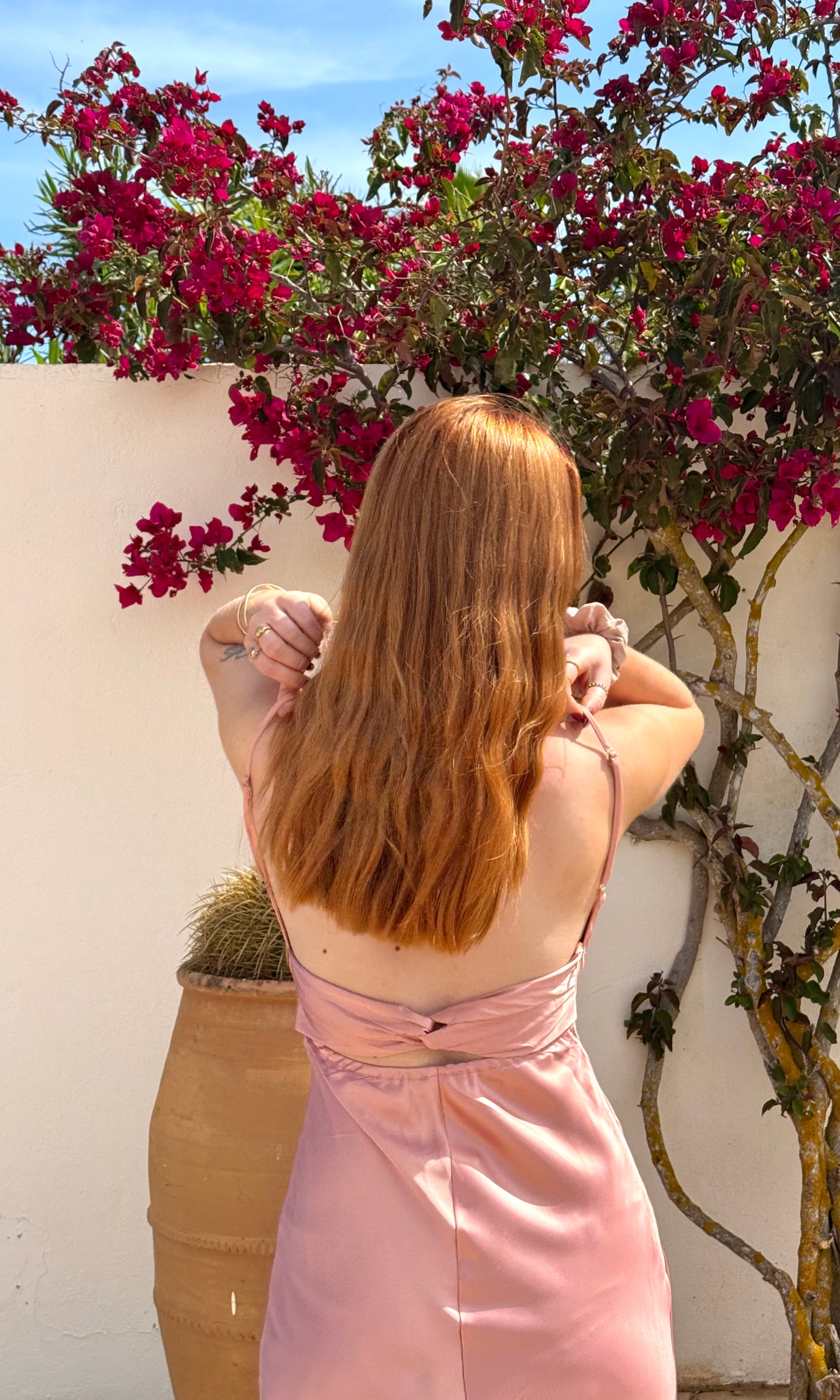 Robe satinée pêche CIAO