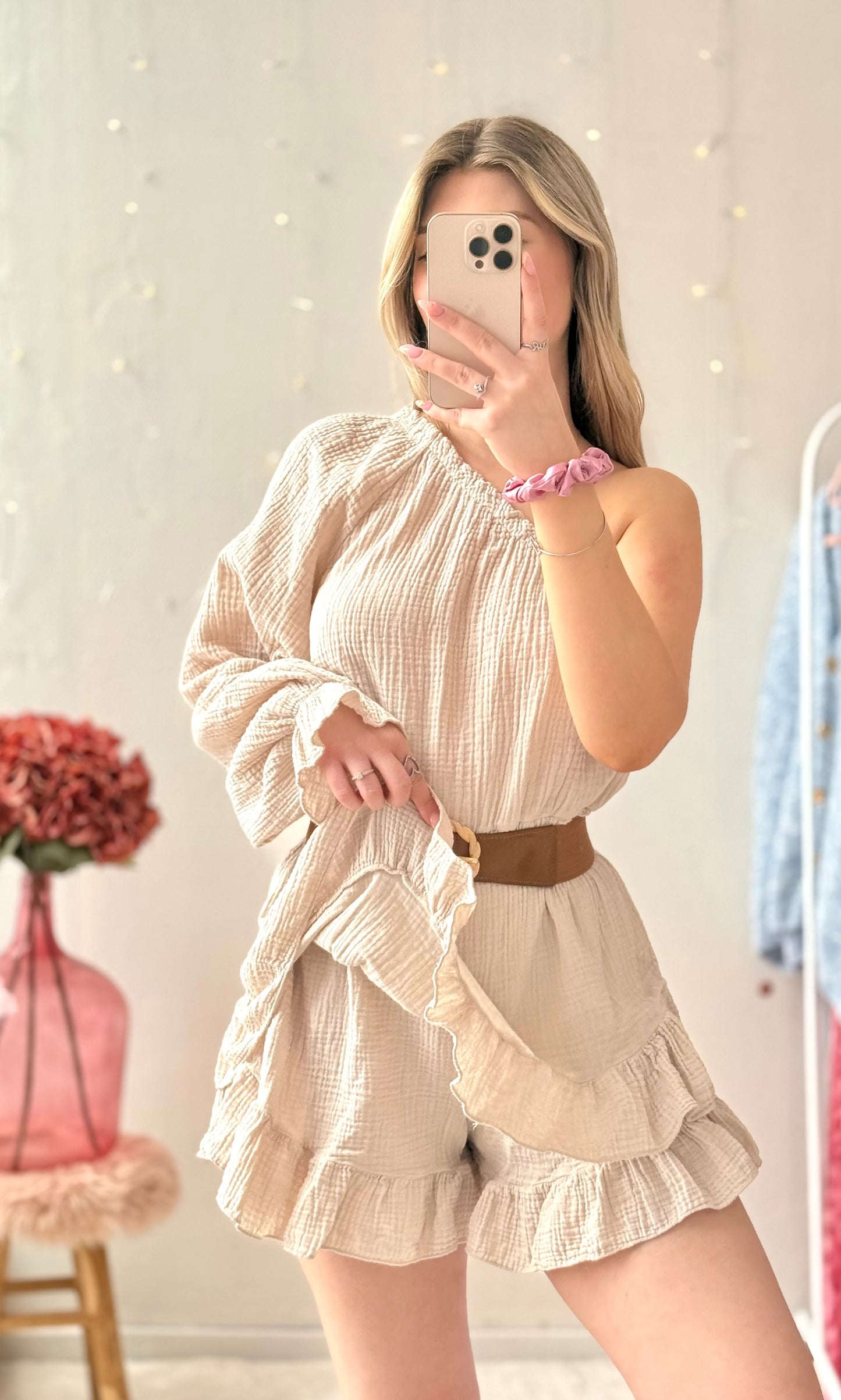 Combishort beige en gaze de coton LISE 🇮🇹