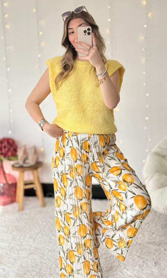Pantalon plissé citrons LEMON (34-48) 🇮🇹 - expédition vers le lundi 30