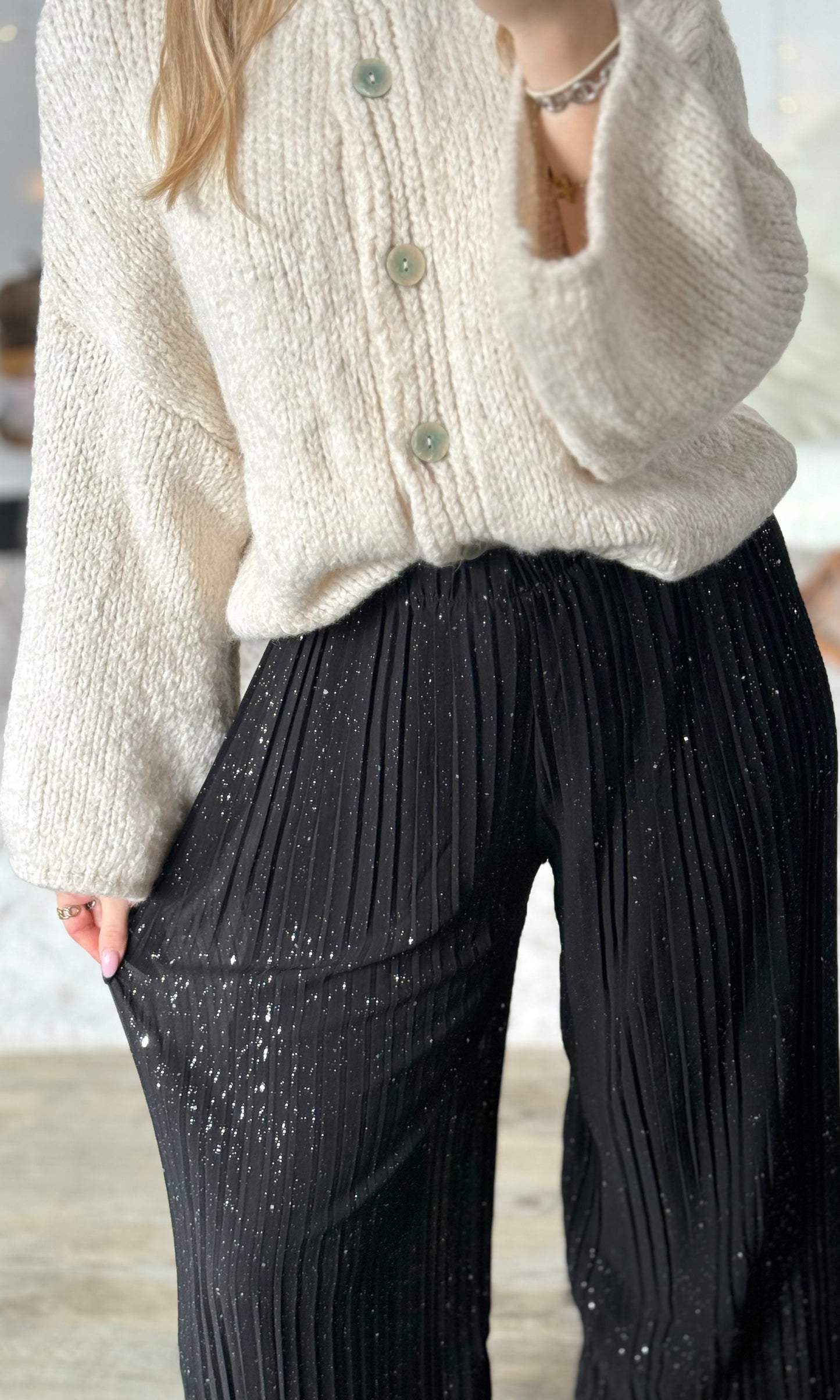 Pantalon plissé brillant PERRIE (34-48) 🇮🇹 - expédition vers le 22 octobre