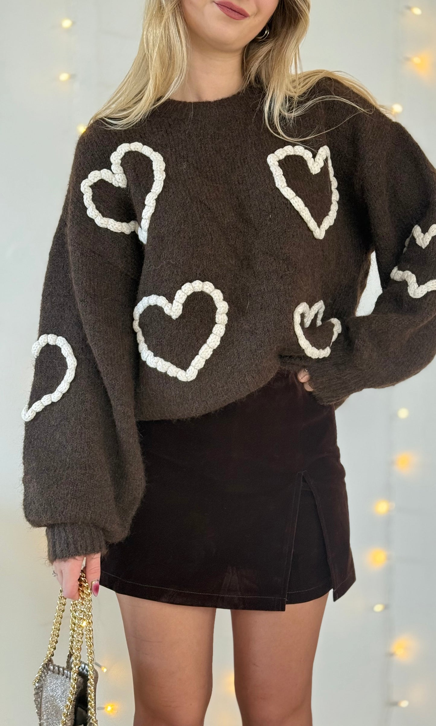 Pull cœurs / chocolat VIENNOIS (expédition vers le 30)