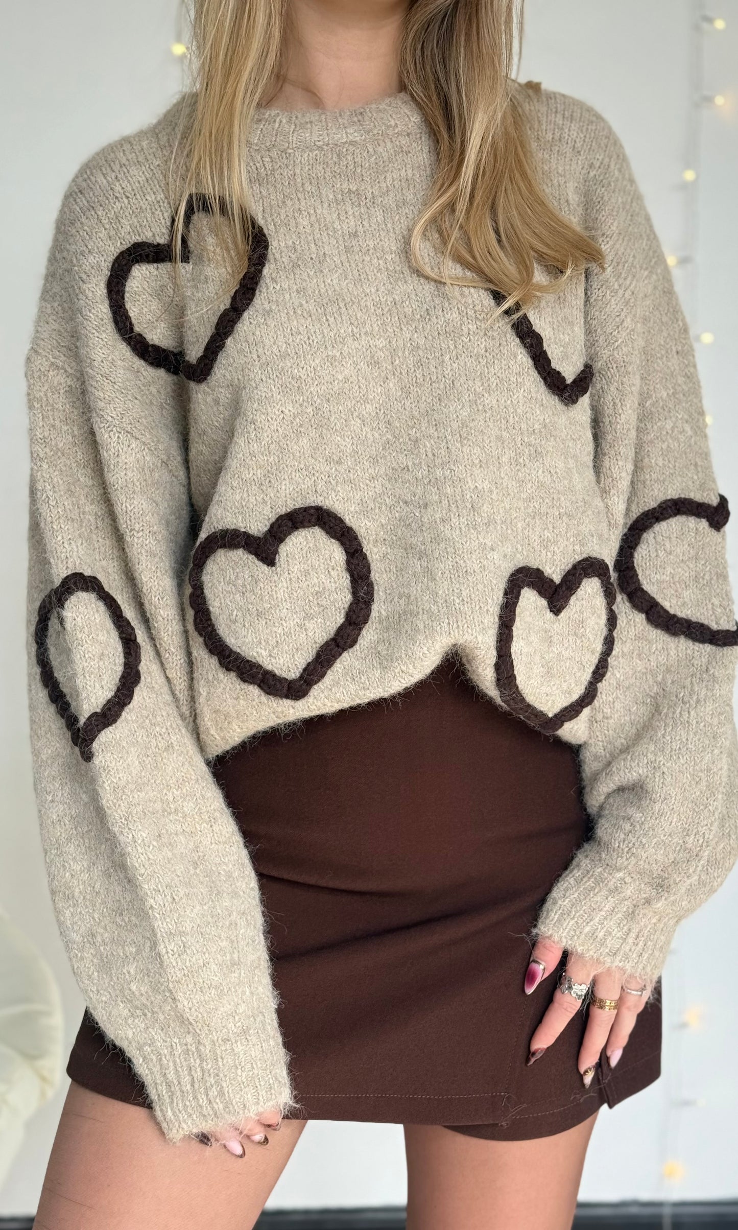 Pull cœurs / beige VIENNOIS (expédition vers le 30)