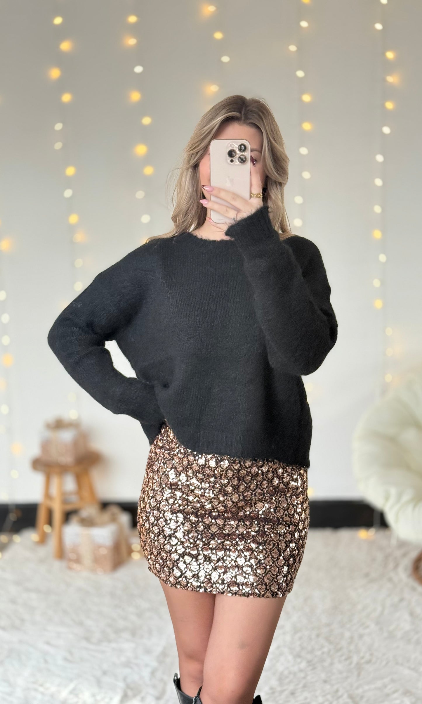 Jupe à sequins rose gold MAYA