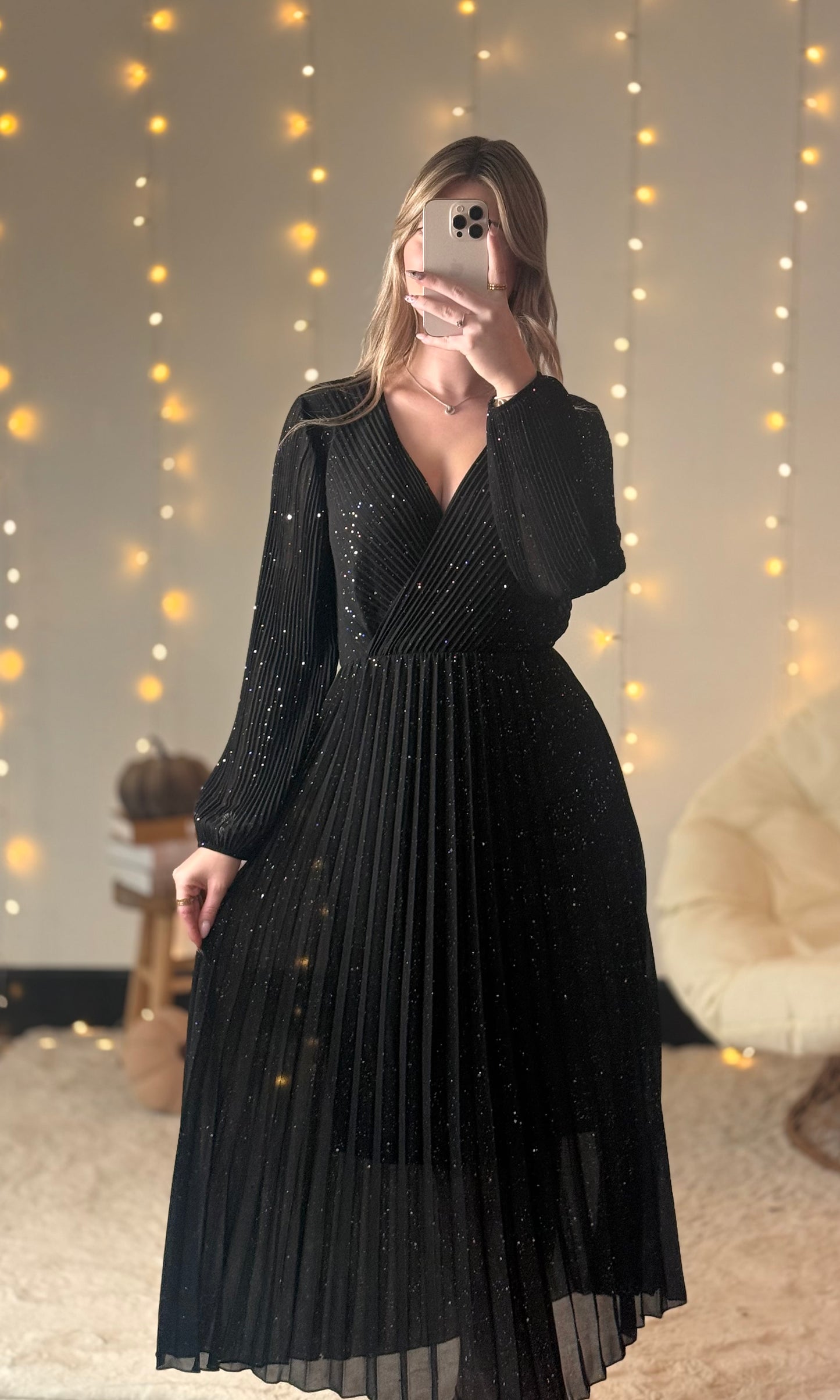 Robe plissée brillante PERRIE (34-44) 🇮🇹