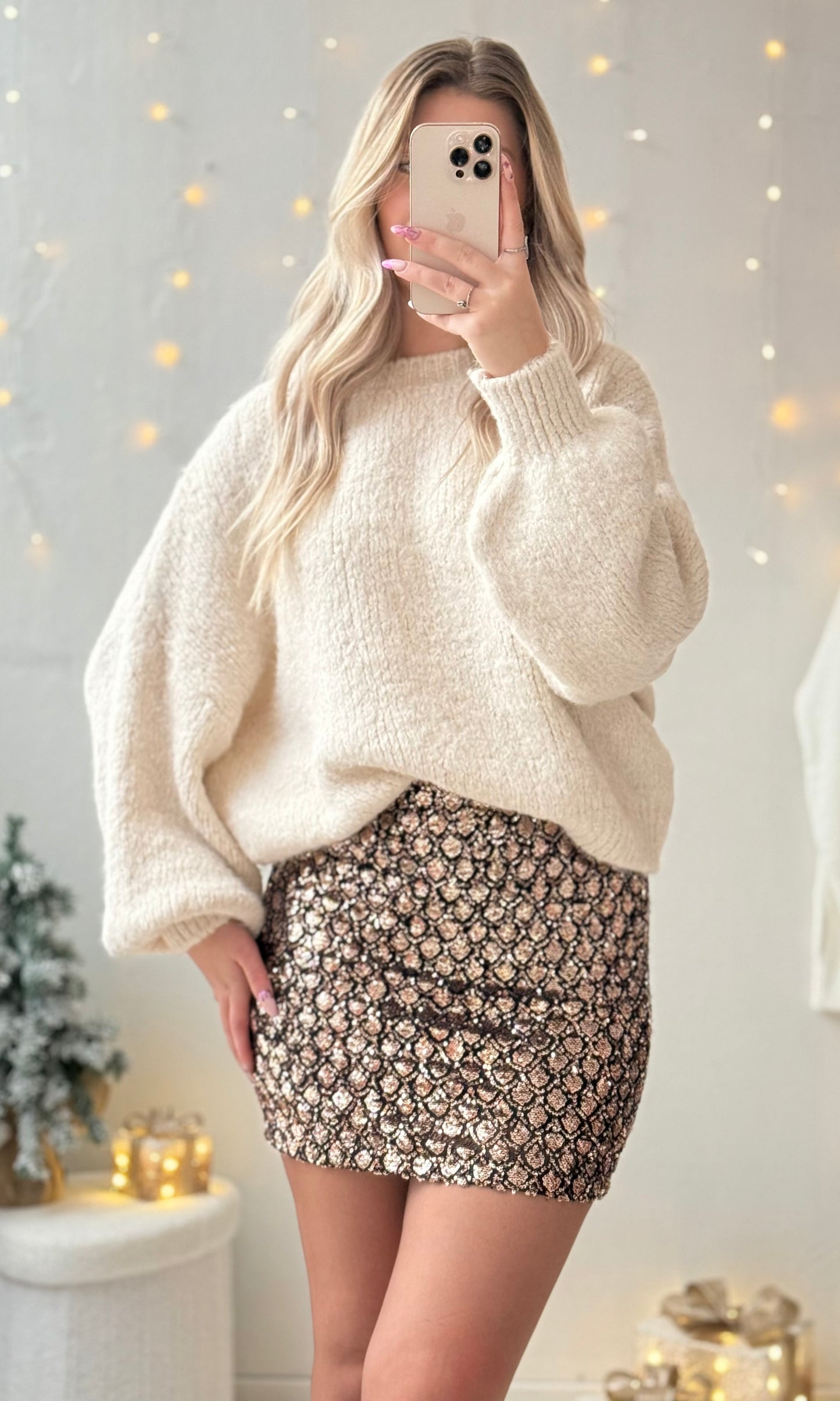 Jupe à sequins rose gold MAYA