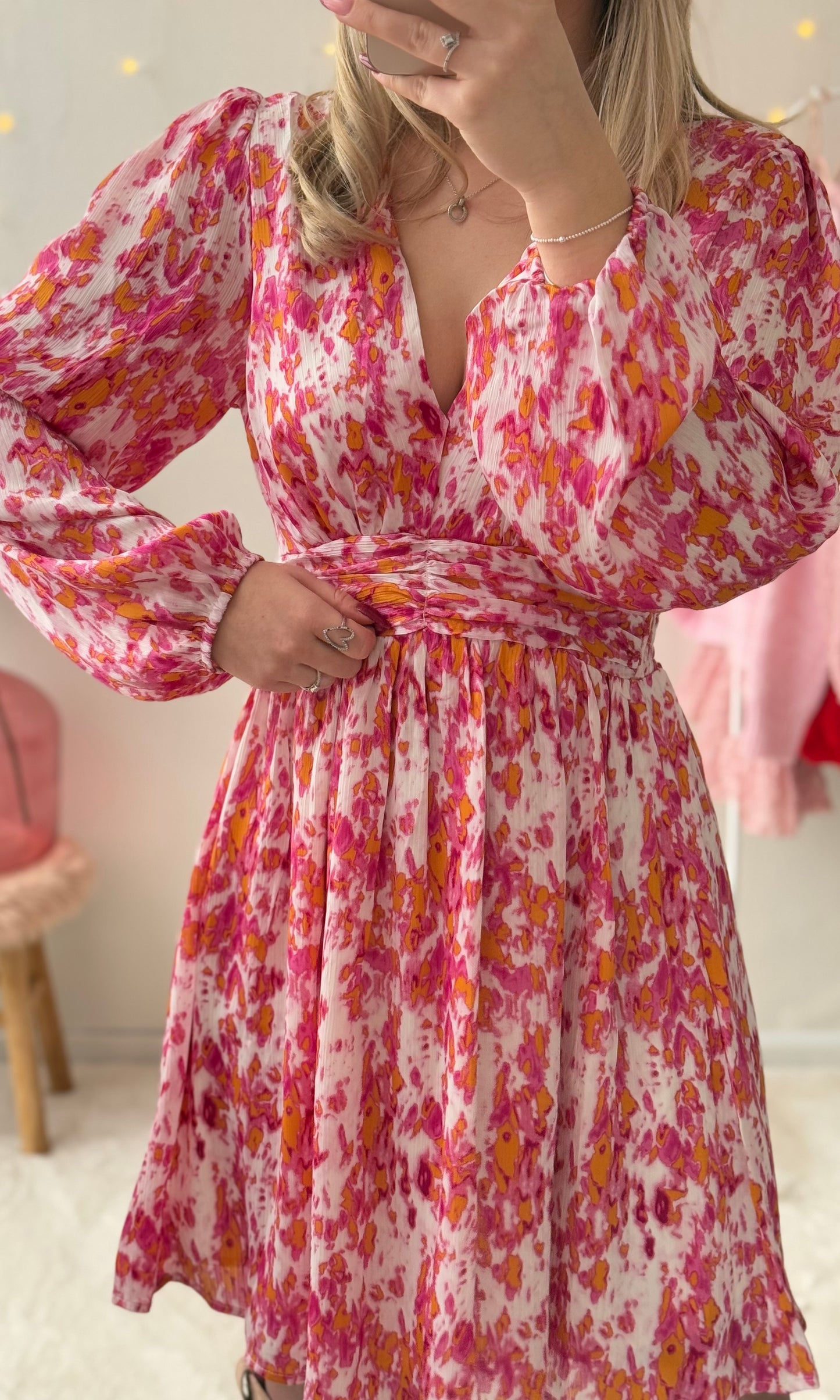 Robe orange et rose OLIVIA