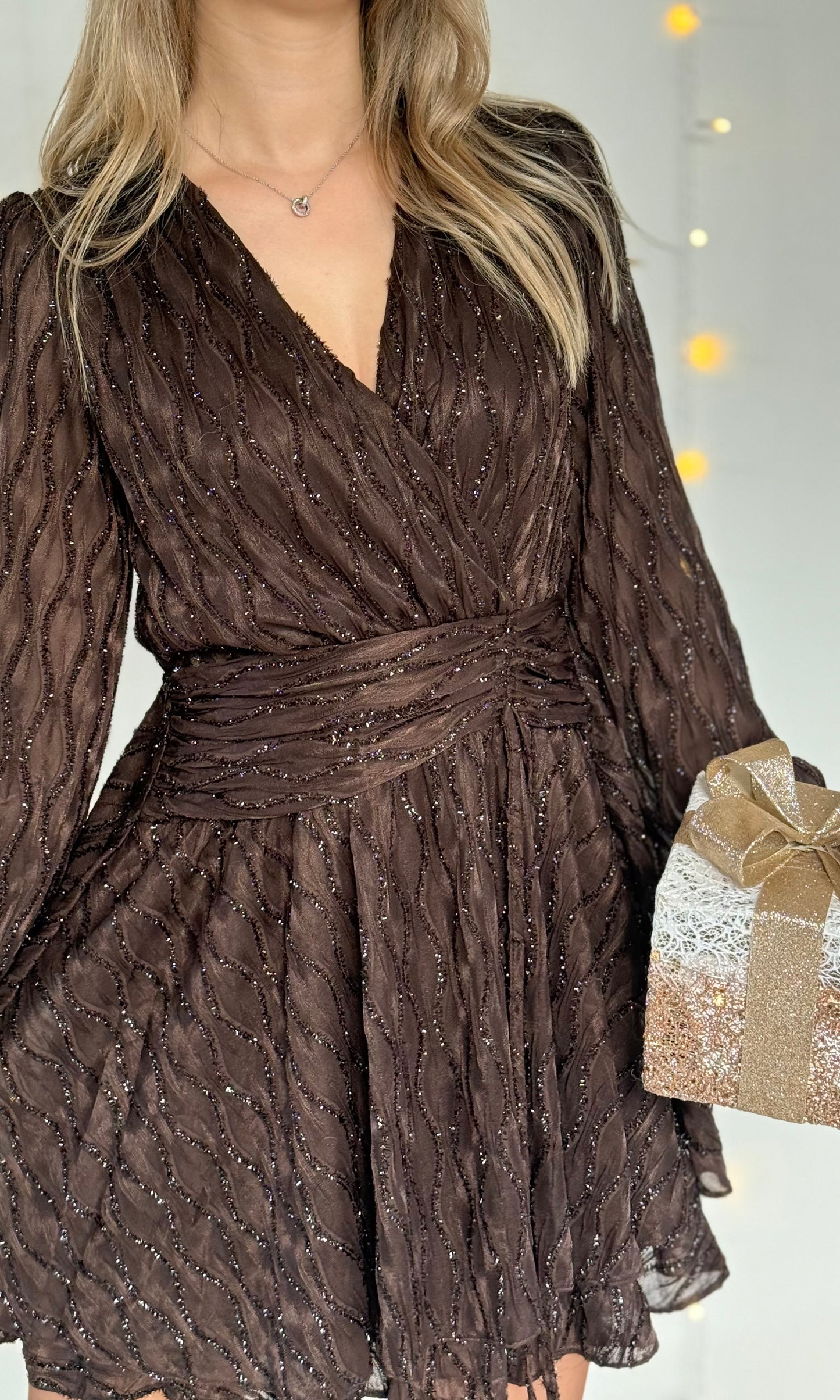 Robe chocolat brillante MARIAH (envoi vers le 17 novembre)