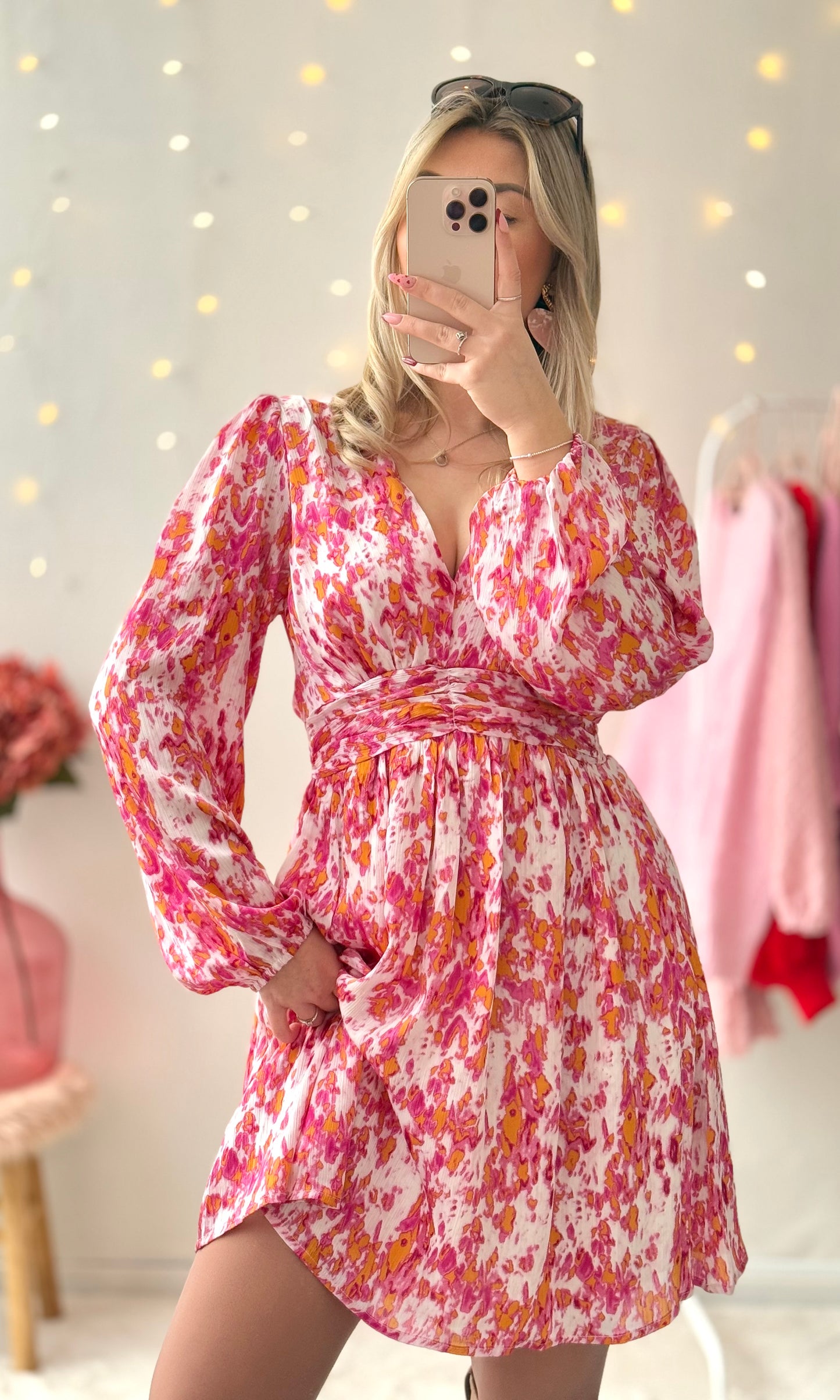 Robe orange et rose OLIVIA